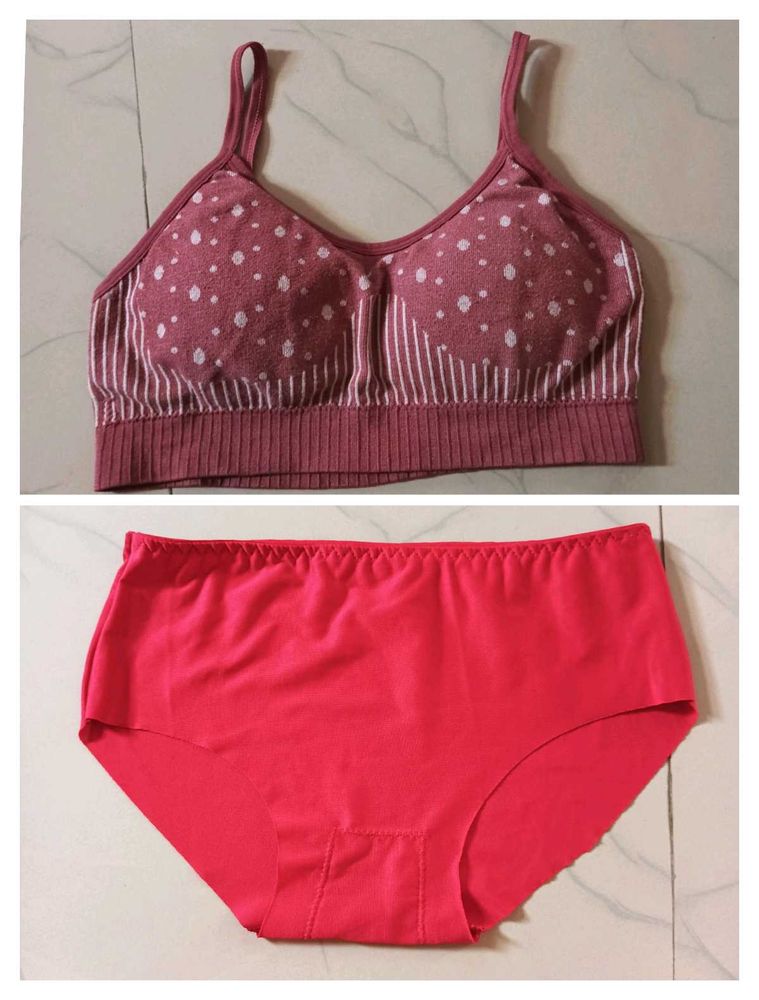 Pink Polka Dot Sports Bra &amp; New Penty