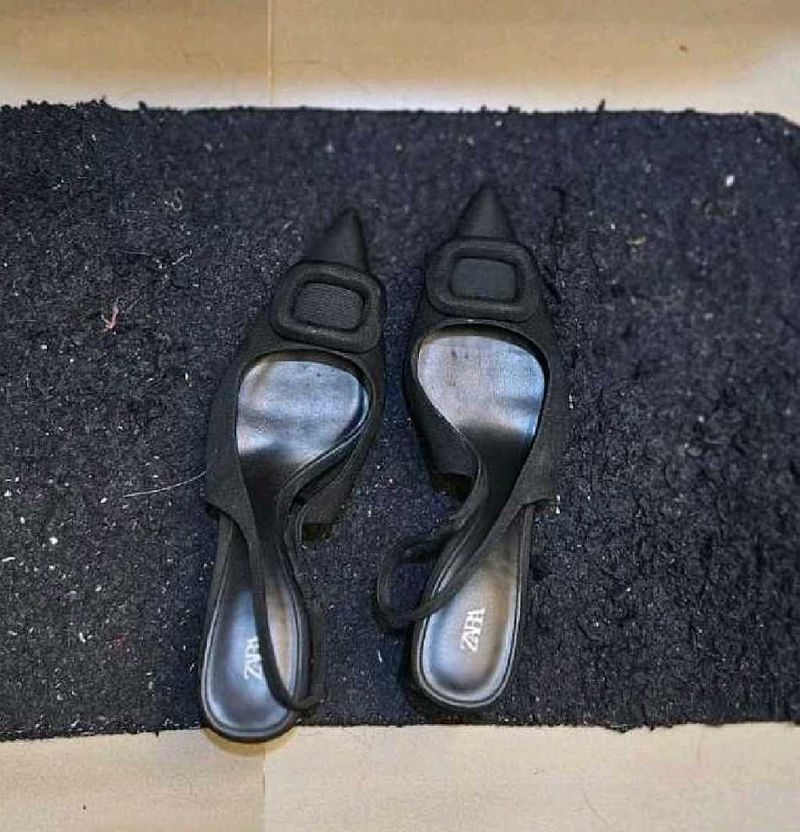 Zara Black Block Heel