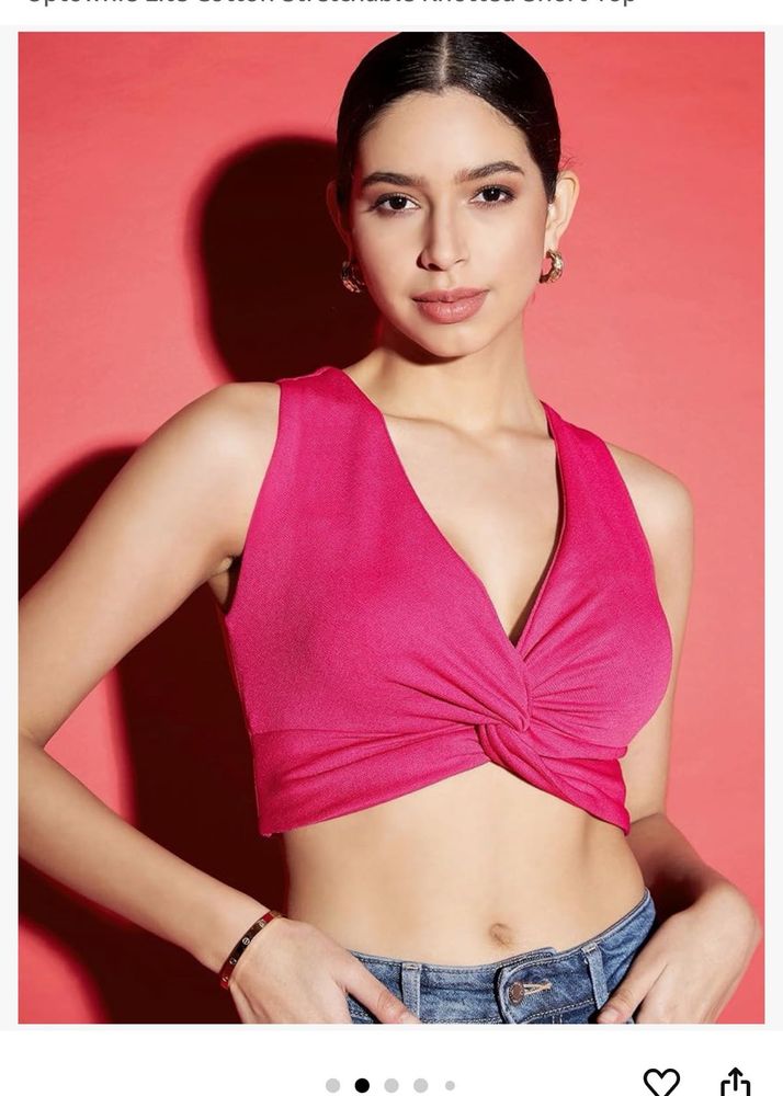 Hot Pink Knotted Crop Top