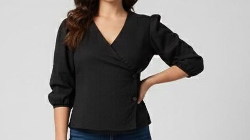 Chic Black Wrap Top