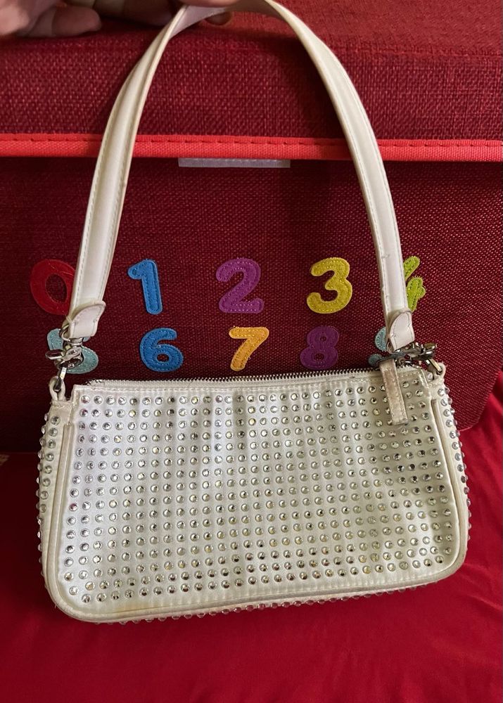 Rhinestone Embellished Baguette Bag