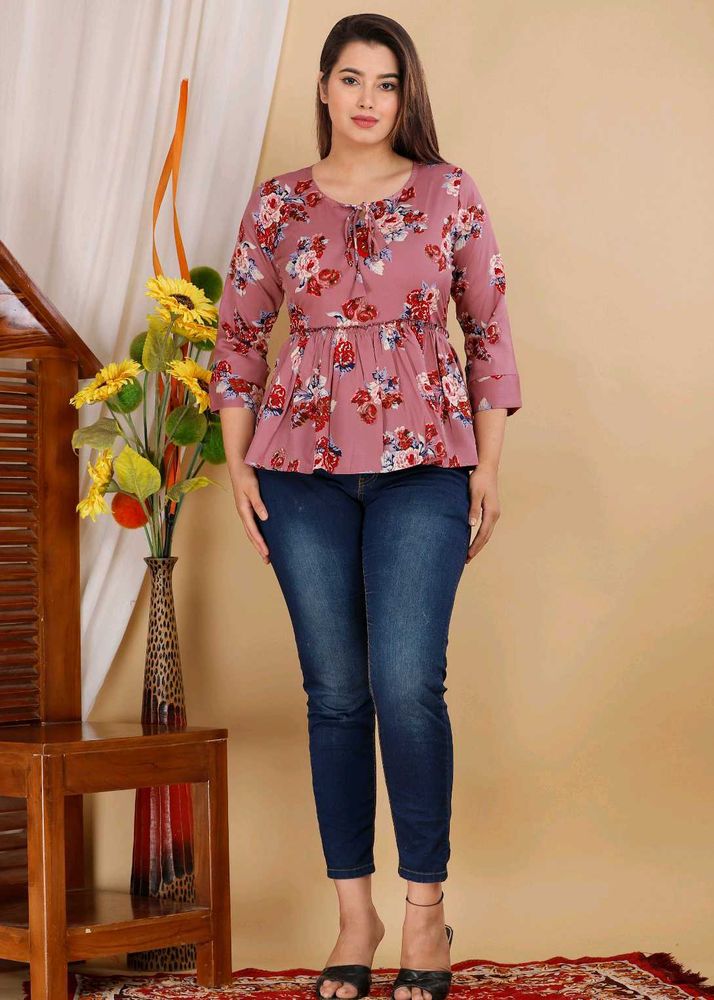 Pink Floral Peplum Top