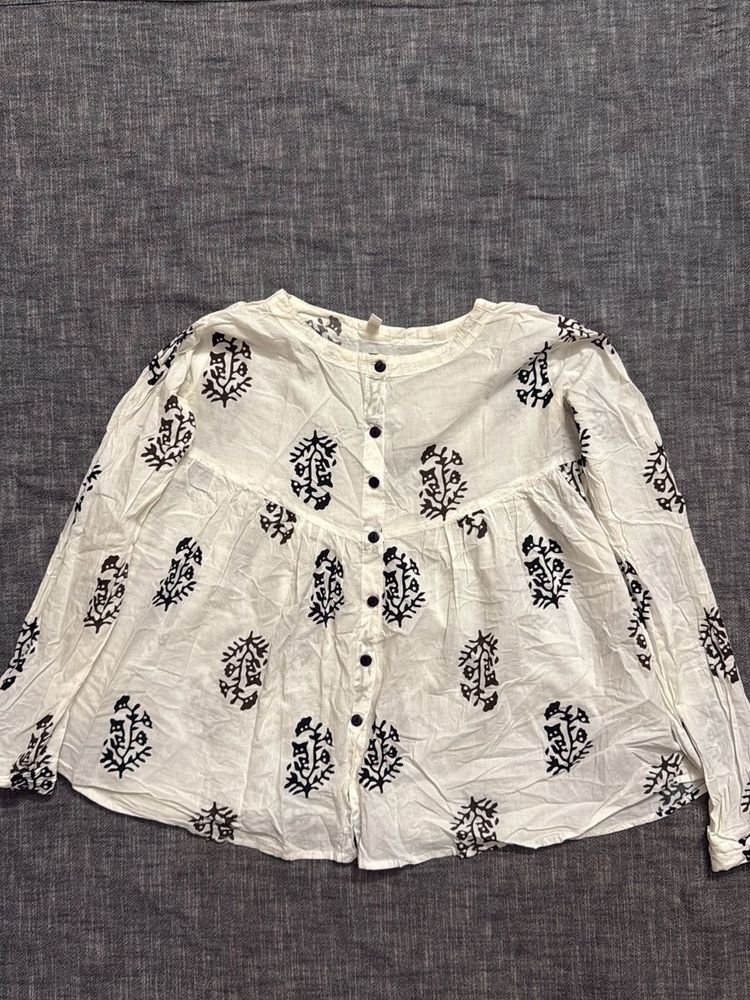 White Printed Top