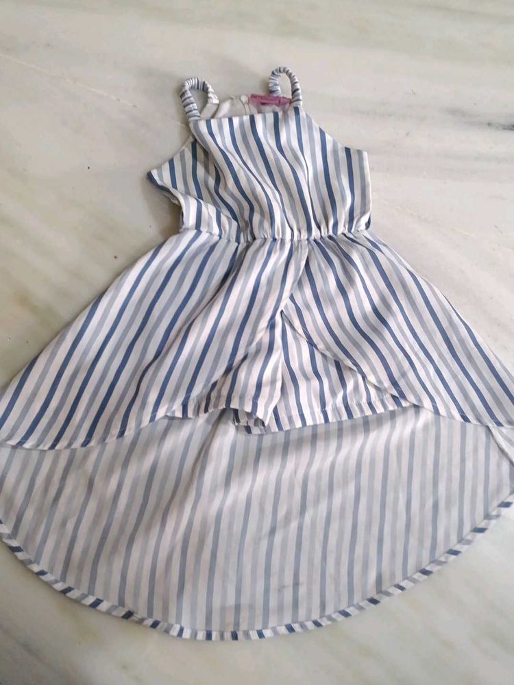 Striped High-Low Romper Dress