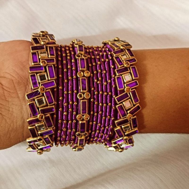 Purple &amp; Gold Statement Bangles