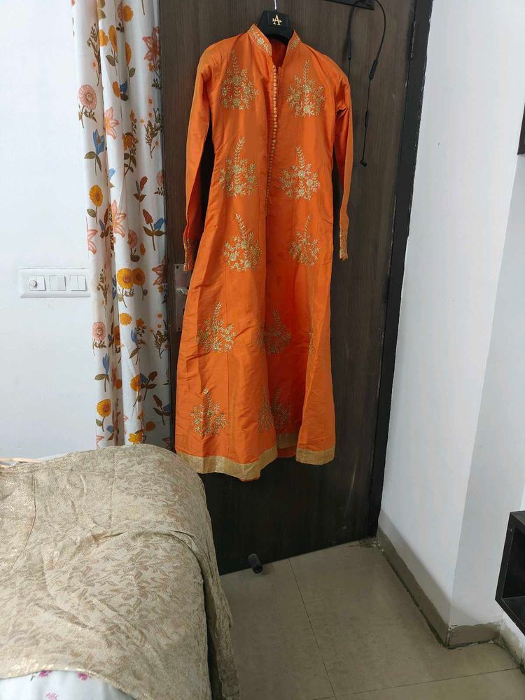 Orange Embroidered Kurta