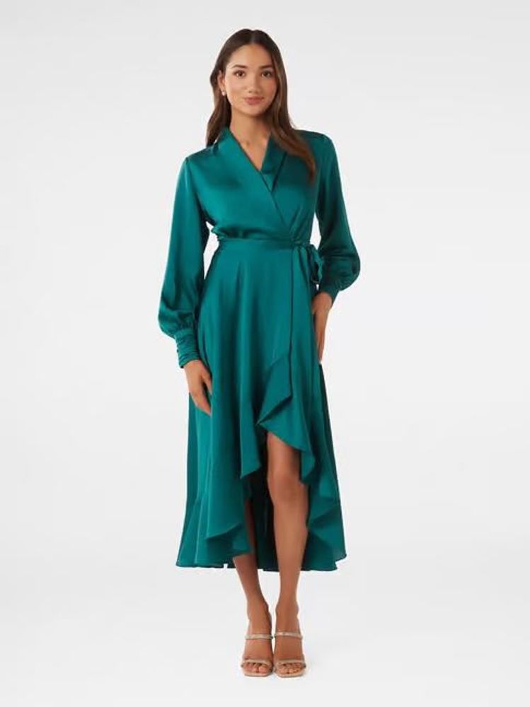 Forever New Audrey Petite Wrap Satin Midi Dress