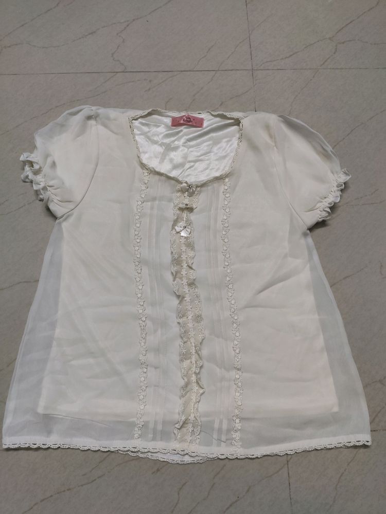 Japanese Brand Ank Rouge White Top For Girls