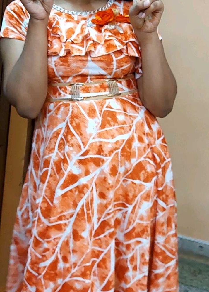 Orange &amp; White Dress