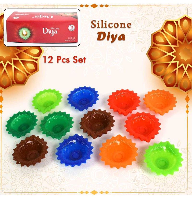 Silicone Diya - 12 Pcs Set, Unbreakable &amp; Reusable