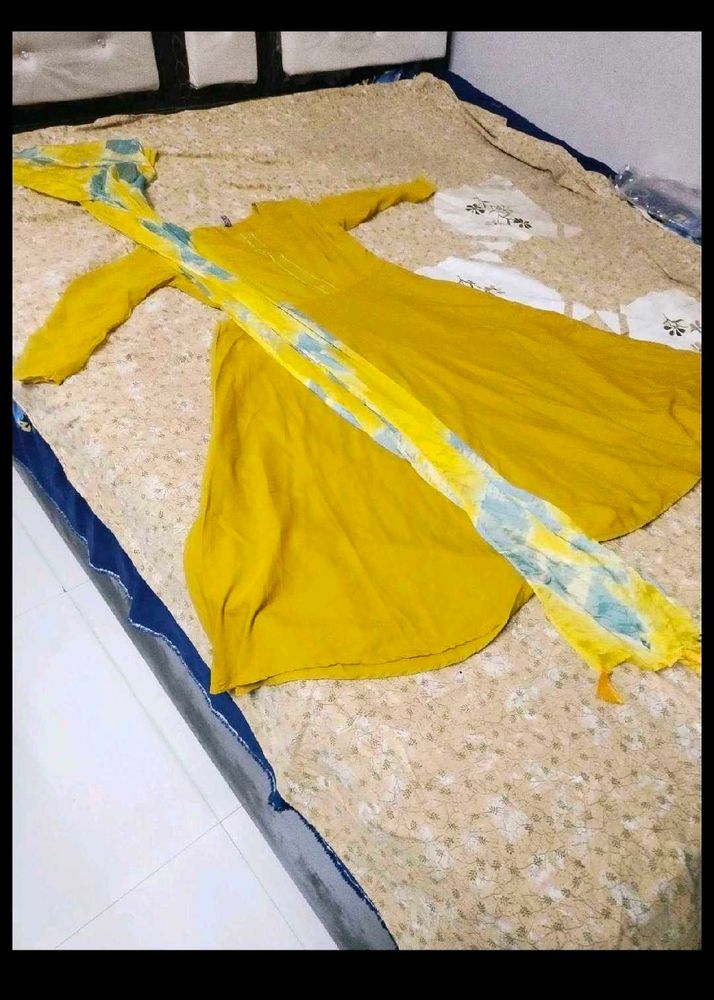 Yellow and pink frock  &amp; Dupatta