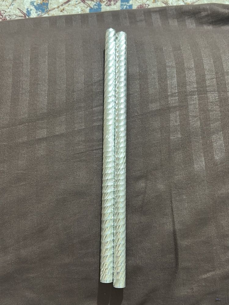 Navratri Silver Metal Dandiya Sticks For Kids