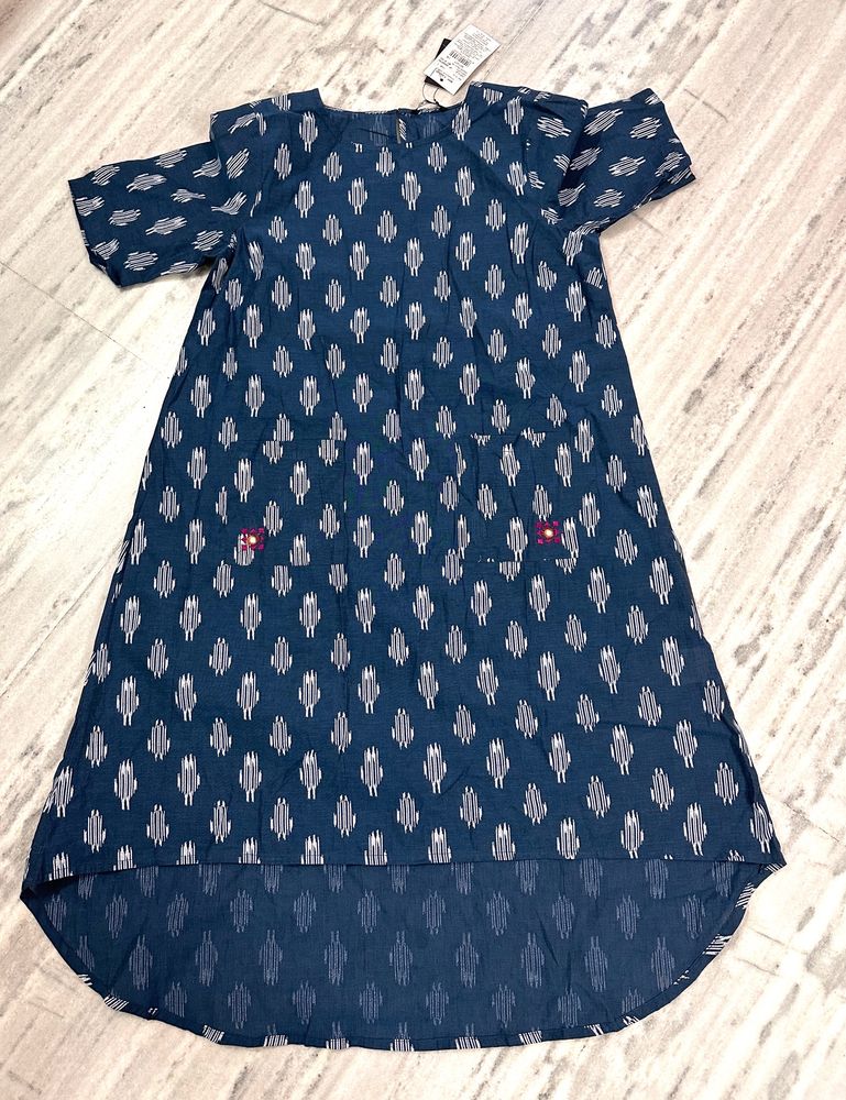 Asymmetrical Half-Sleeve Cotton Dress