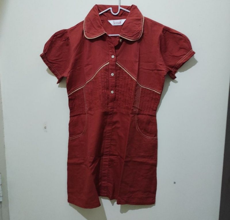 Sritika Rust Colour Tunic Top Kurti with pockets