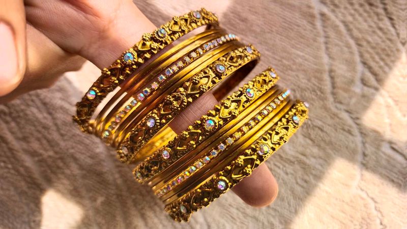 Metal. Bangles With Stone Work