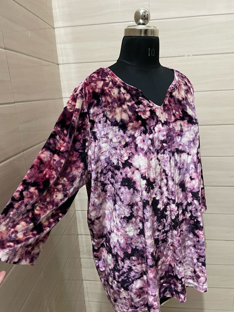 Catherines 0X Velvet Floral 3/4 Sleeves