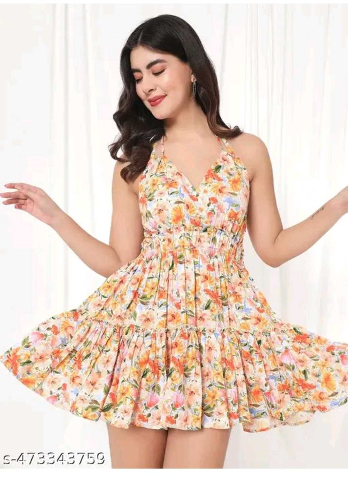 Floral Print Halter Mini Dress