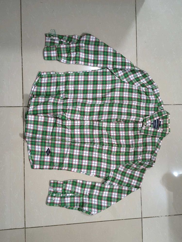 Green Plaid Long Sleeve Shirt
