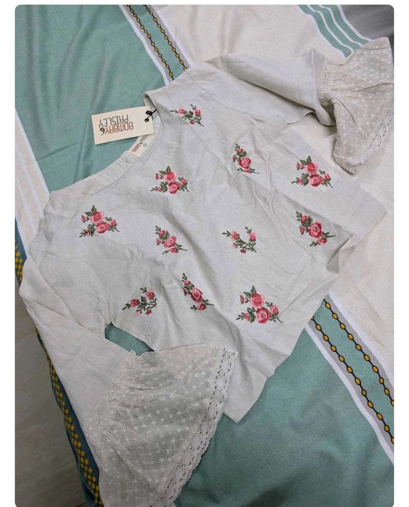 Bombay paisley top kurti And white jeans Set