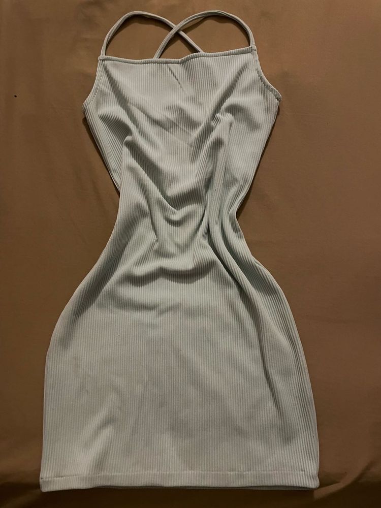 H&amp;M Green ribbed bodycon dress