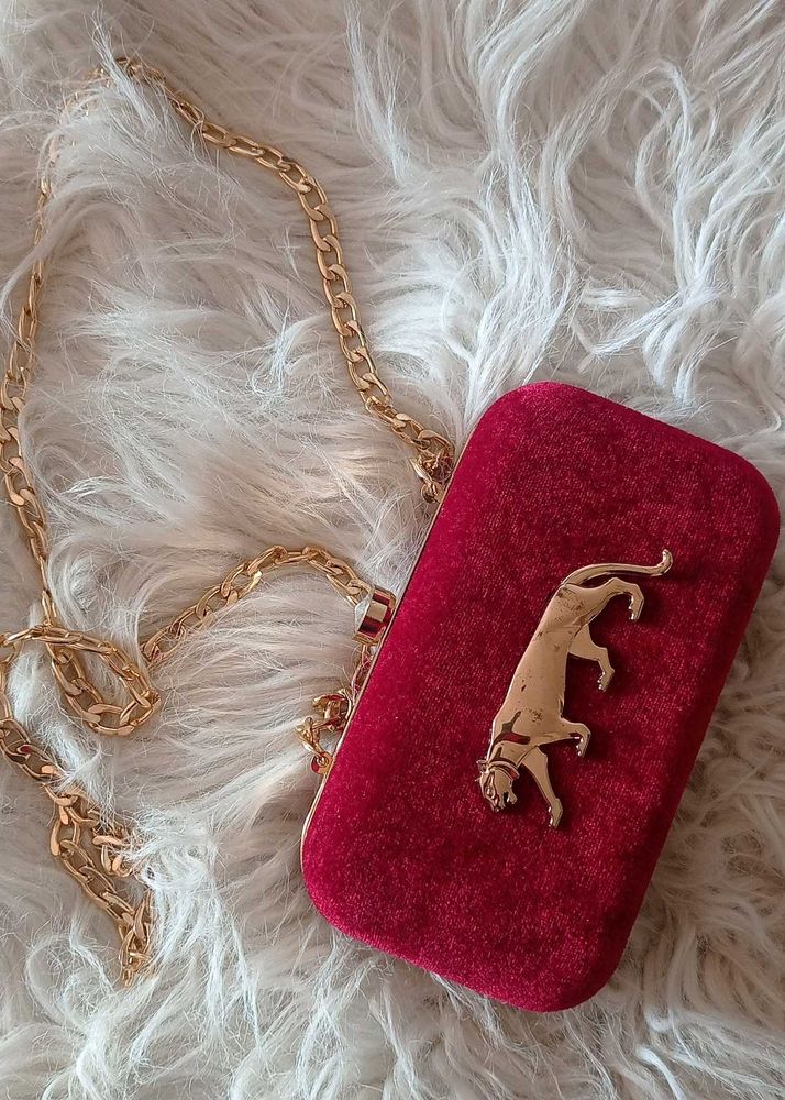 Red Velvet Panther Clutch