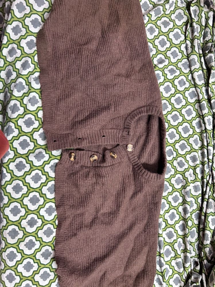 Brown Knit Vest with Buttons