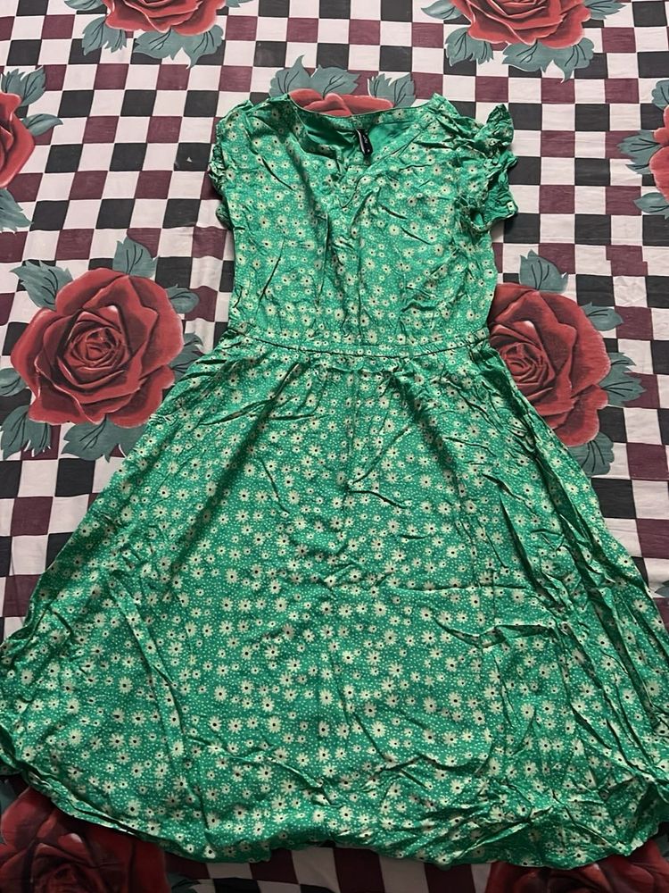Green Floral Print Dress