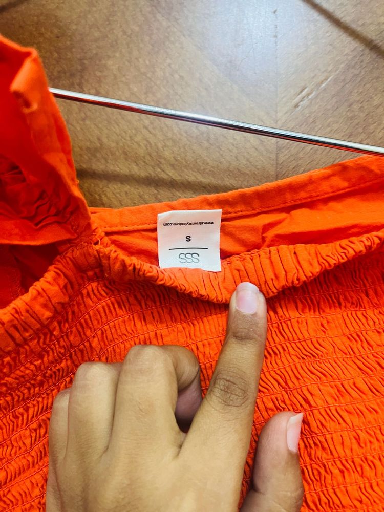 Orange Smocked Top