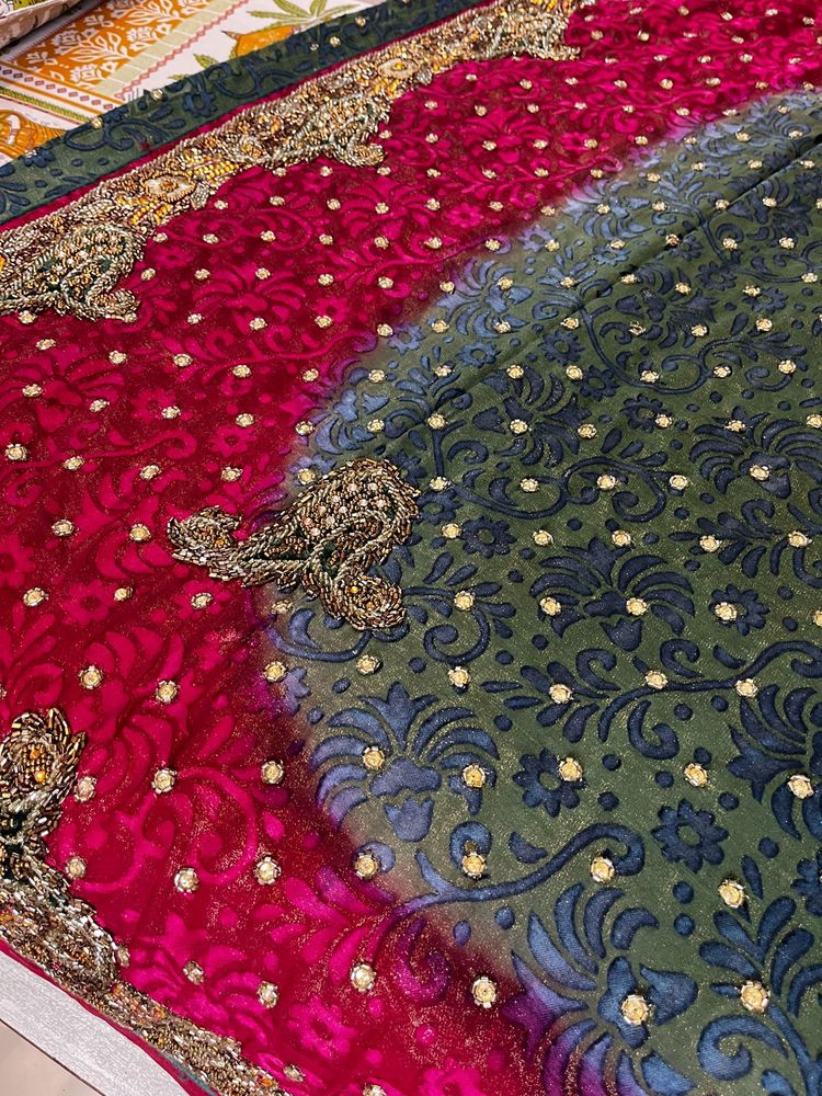 Welvet Finishing Haevy Jardosy Work Saree