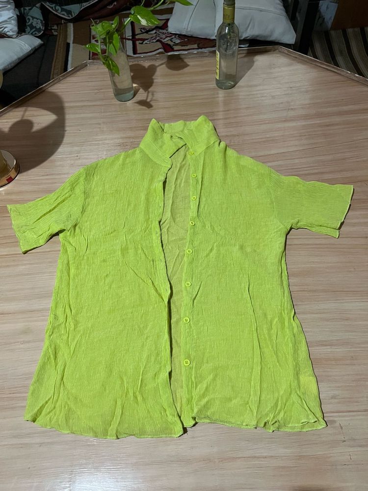 Neon Green Button-Down Shirt N Pant