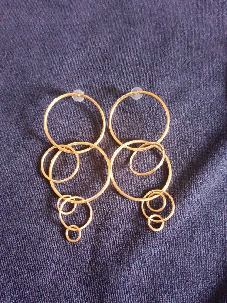 Gold Circle Statement Earrings