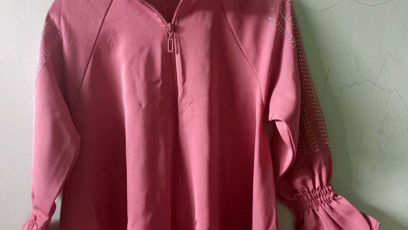 Pink Rhinestone Sleeve Jacket