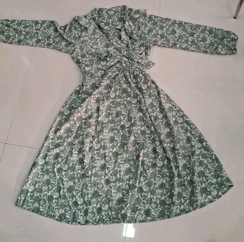 Floral Print Green Dress