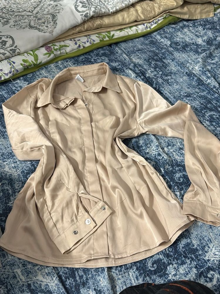 satin cream colour shirt