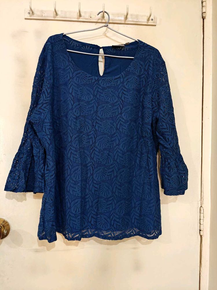 Elegant Blue Lace Top