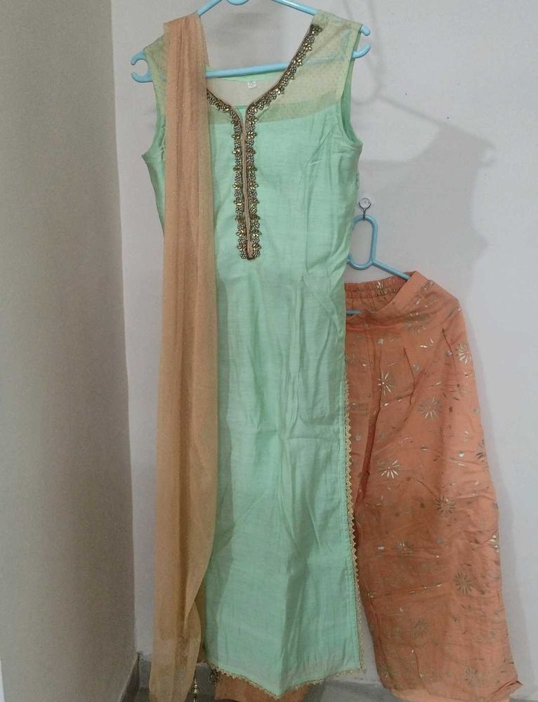 Elegant Kurta Set with palazzo and dupatta