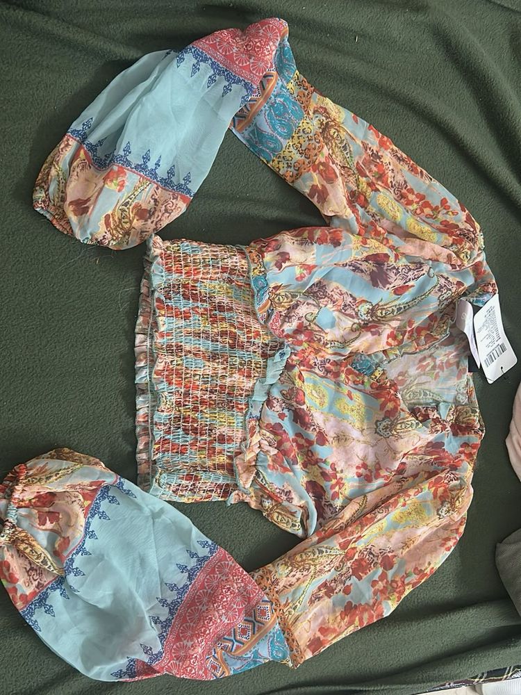 Boho Floral Print Crop Top