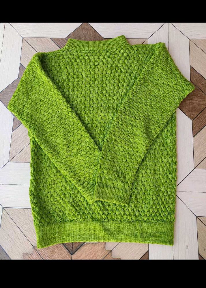 Green Knit Pullover Sweater