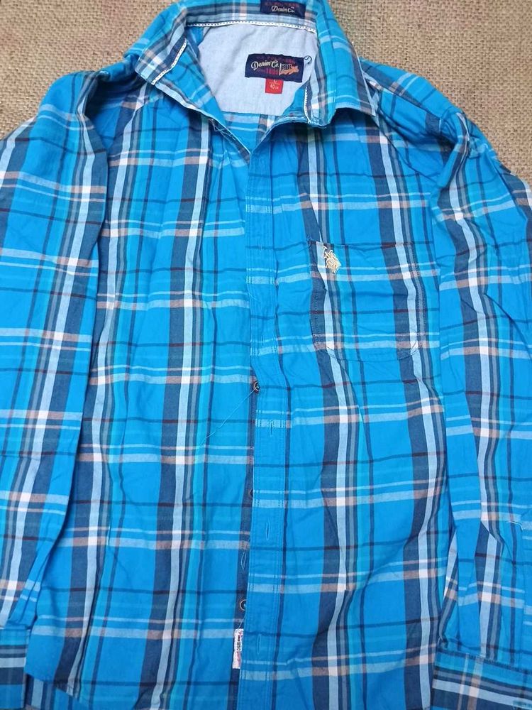 Denim &amp; Lounge Blue Checkered Shirt