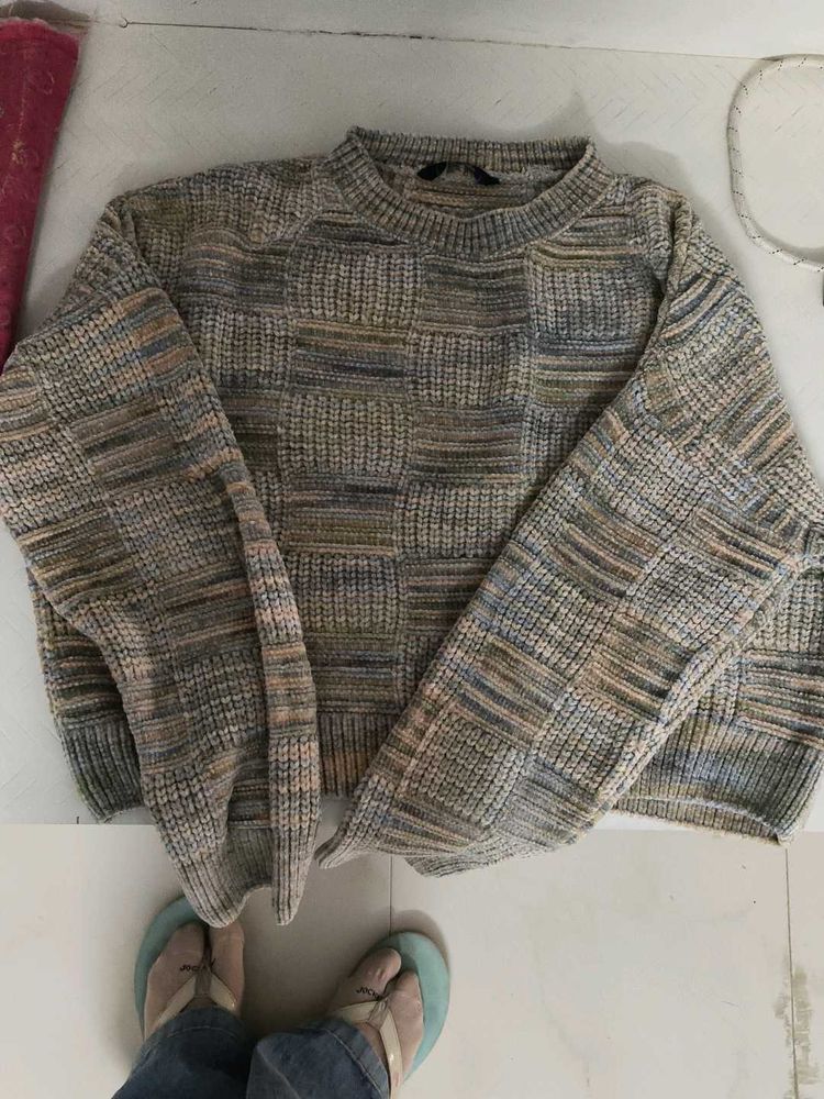 Cozy Knit Patchwork Sweater
