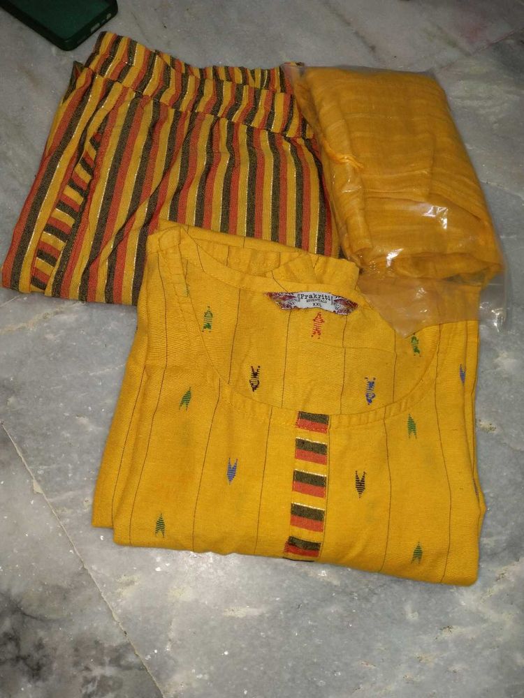 Mustard Yellow Kurti Set