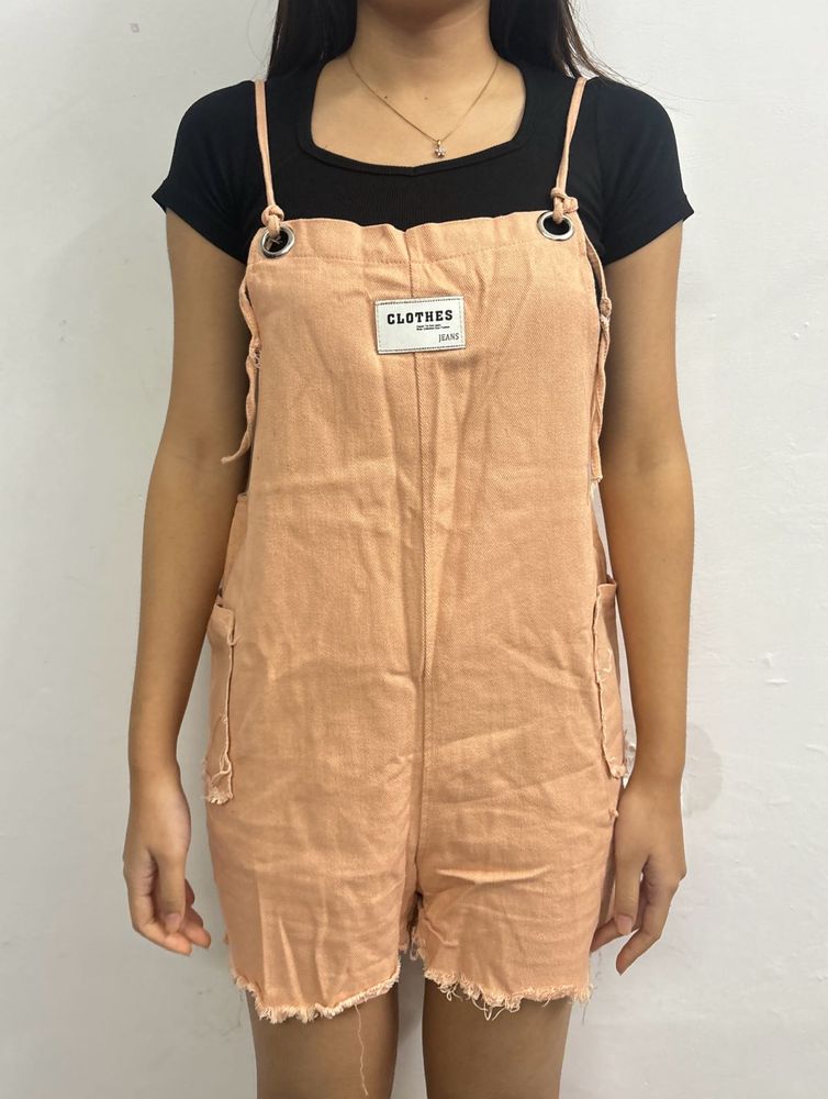 Nudish Peach Dungaree/jumpsuit Above Knee