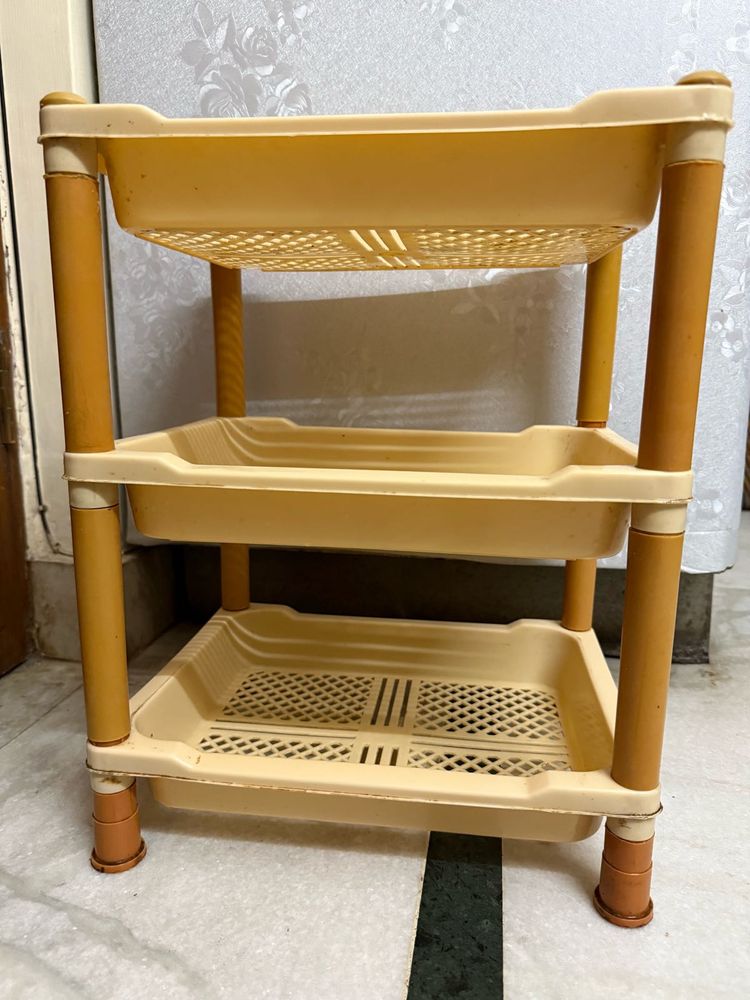 Beige 3-Tier Storage Rack