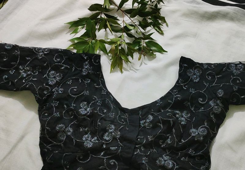 Black Blouse With Silver Designs
