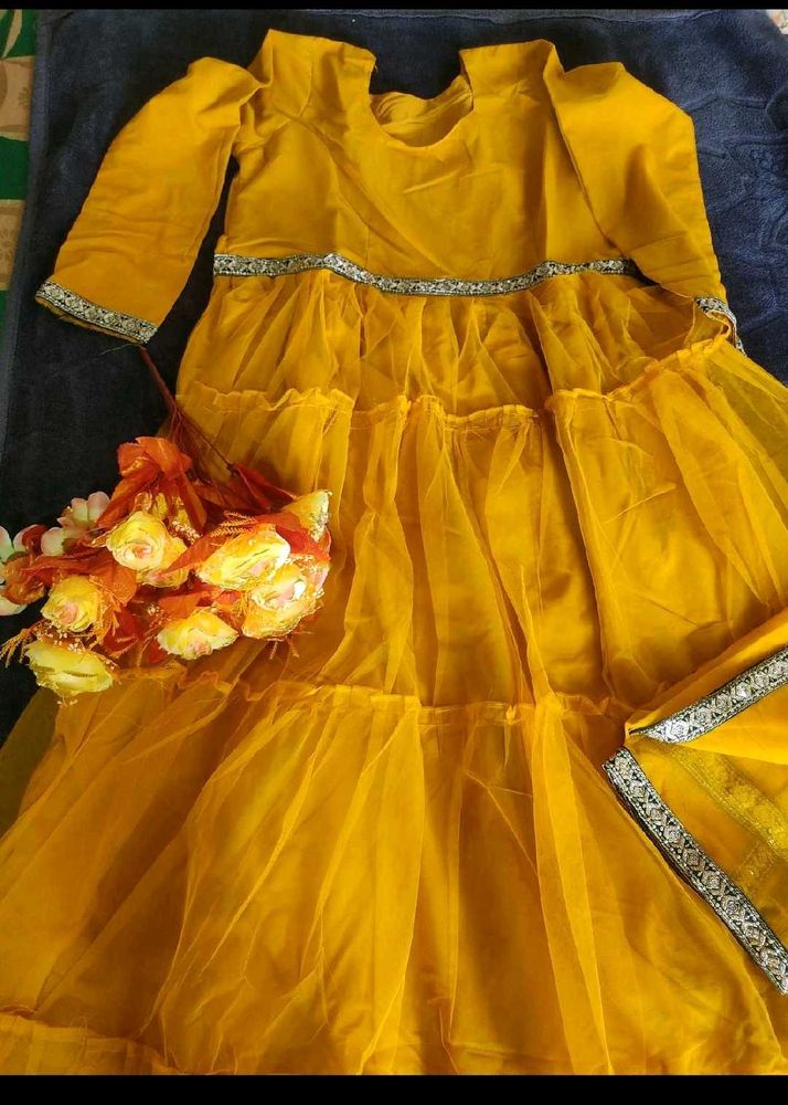 Girls' Festive Yellow Dress