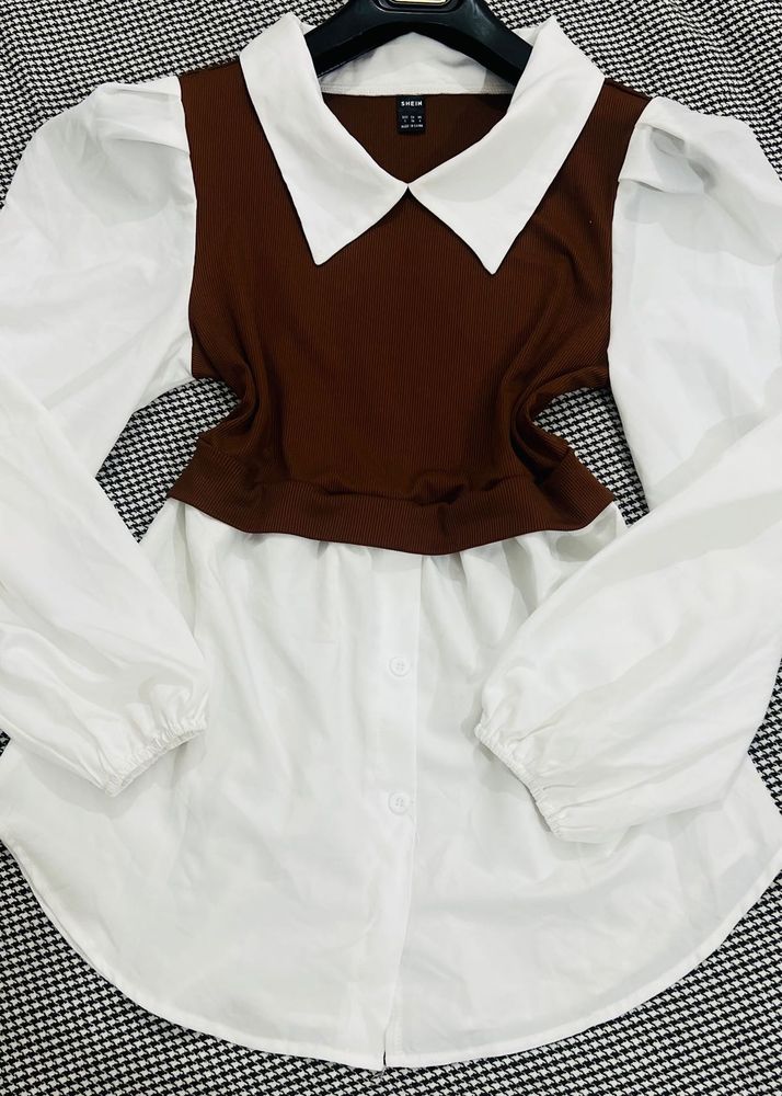 Stylish Brown &amp; White Top