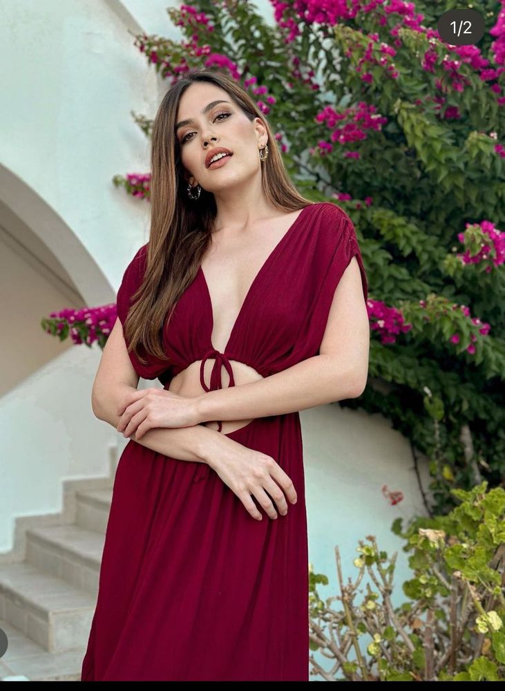 Maxi Maroon Dress For Beach
