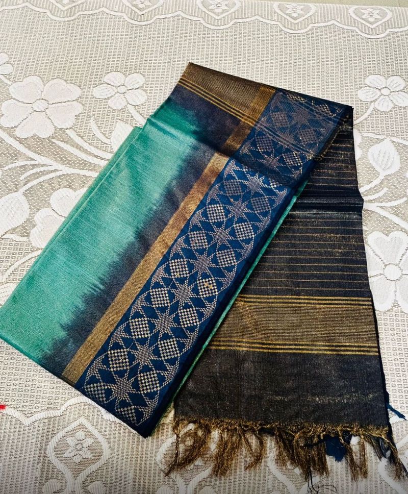 Elegant Green &amp; Blue Saree