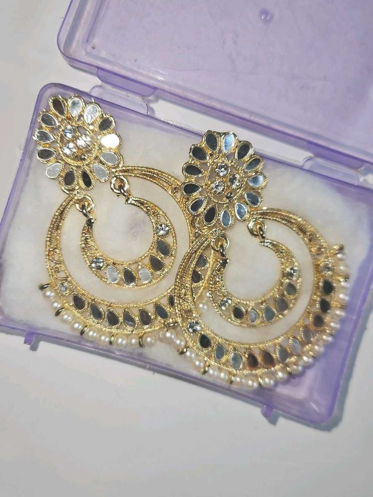 Light Goldden Tone Mirror Earring