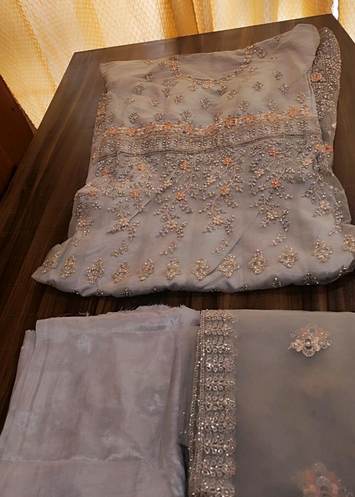 Silver Bridal Party Wear Gown